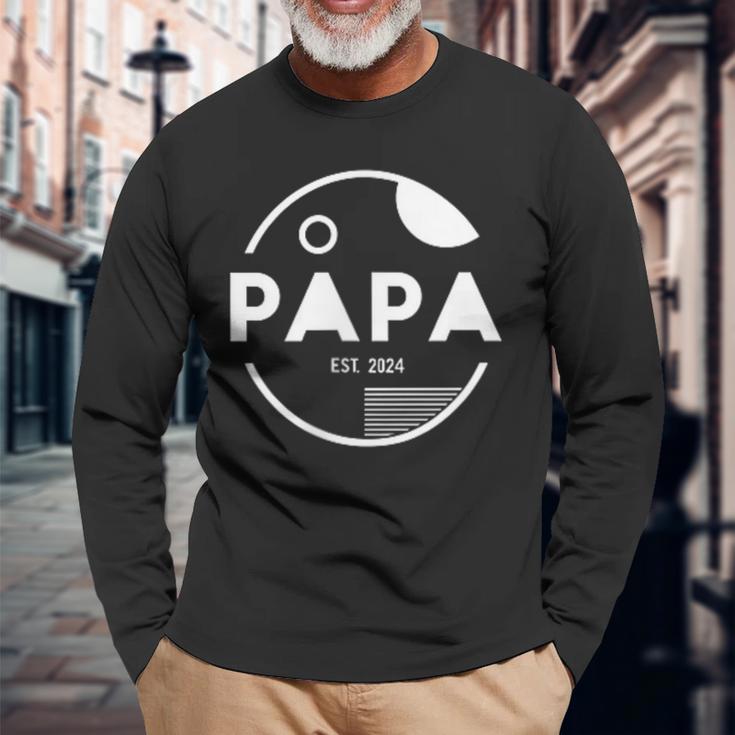 Herren Papa 2024Ater 2024 Befördert Zum Papa Est 2024 Langarmshirts Geschenke für alte Männer