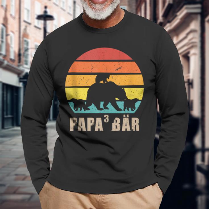 Herren Papa 3 Bär Bär Papa 3 Kinder Langarmshirts Geschenke für alte Männer