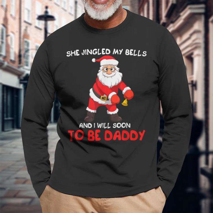 Herren Weihnachten Weihnachtsmann Sie Klingelte Meine Glocken Bald Um Papa Zu Sein Langarmshirts Geschenke für alte Männer