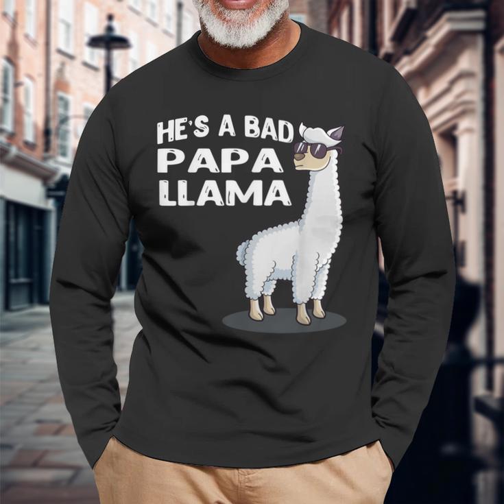 He's A Bad Papa Lama Familie Geburtstag Alpaka Lustiges Langarmshirts Geschenke für alte Männer