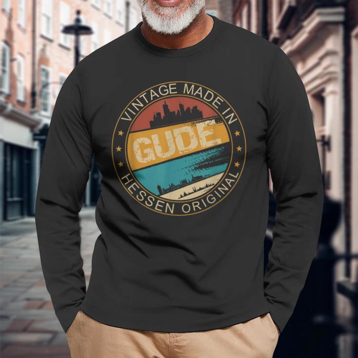 Hessen Vintage Gude Original Outfit Retro Frankfurt Skyline Langarmshirts Geschenke für alte Männer