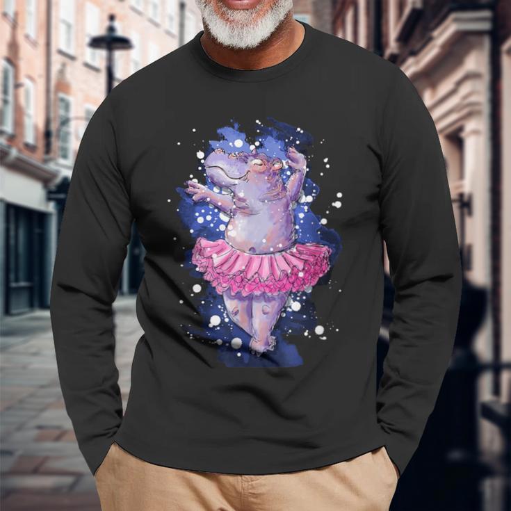 Hippopotamus Hippopotamus Ballet Hippopotamus Fan Langarmshirts Geschenke für alte Männer