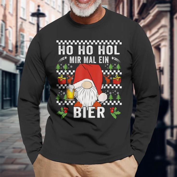 Ho Ho Hol Mir Mal Ein Bier Christmas Slogan Langarmshirts Geschenke für alte Männer