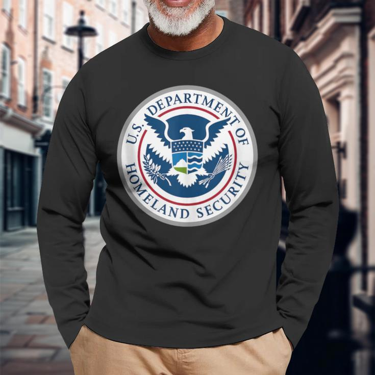 Homeland Security Department Dhs Agent Patriotic Usa Veteran Long Sleeve T-Shirt Gifts for Old Men