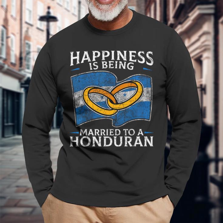 Honduran Marriage Honduras Married Heritage Flag Culture Long Sleeve T-Shirt Gifts for Old Men