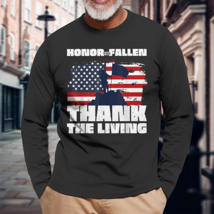 Honor The Fallen Thank The Living Veteran Day Memorial Day Long Sleeve T-Shirt Gifts for Old Men