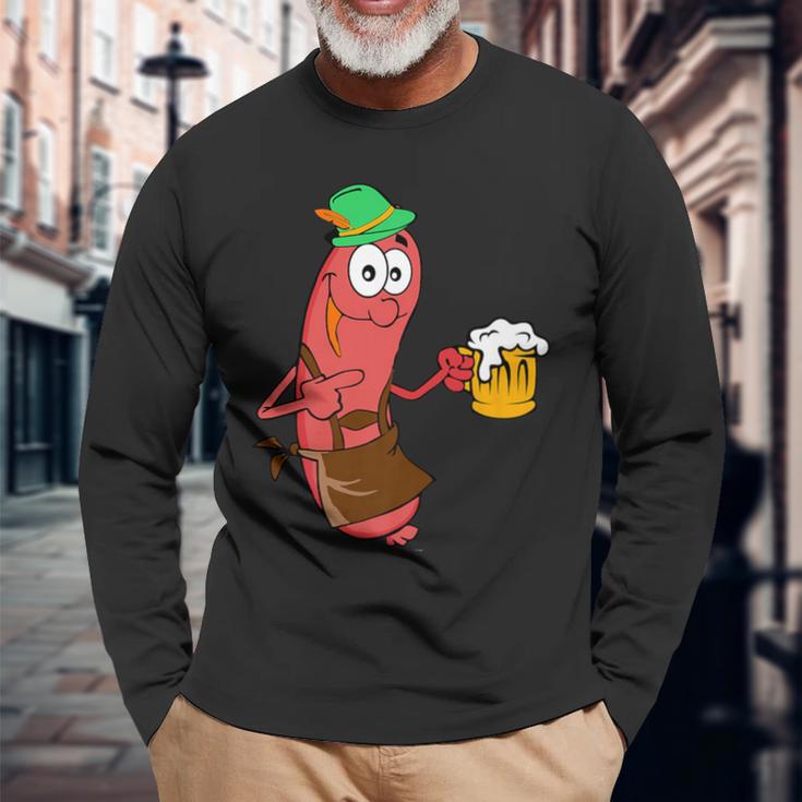 Hot Dog Beer Bratwurst Oktoberfest Drinking Long Sleeve T-Shirt Gifts for Old Men