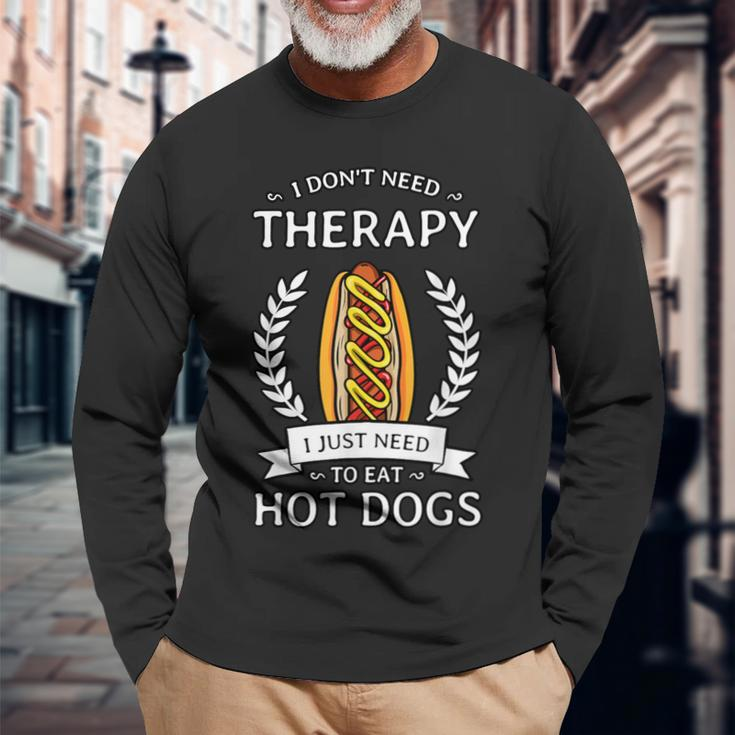 Hot Dog Hotdogs Frank Frankfurter Wiener Weenie Sausage Bun Long Sleeve T-Shirt Gifts for Old Men
