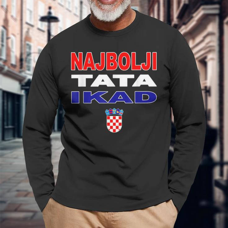 Hrvatska Father Croatia Flag Best Dad Ever Najbolji Tata Ikad Langarmshirts Geschenke für alte Männer