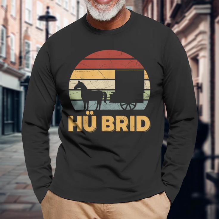 Hü Brid Pferd Kutsche Hybrid Kutscher Reiten Wortspiel Langarmshirts Geschenke für alte Männer