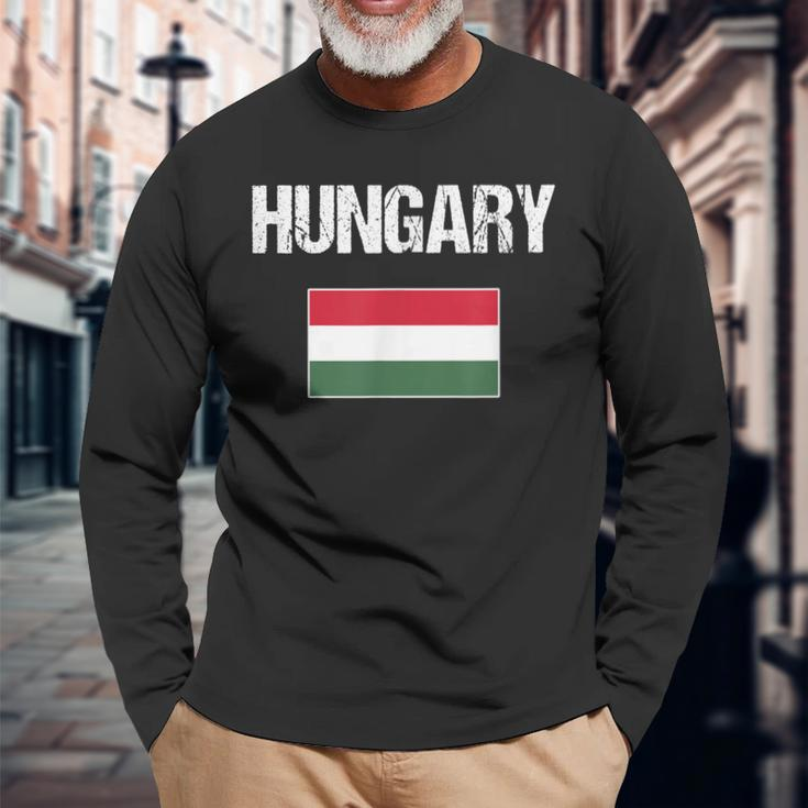 Hungary Flag Hungary Langarmshirts Geschenke für alte Männer