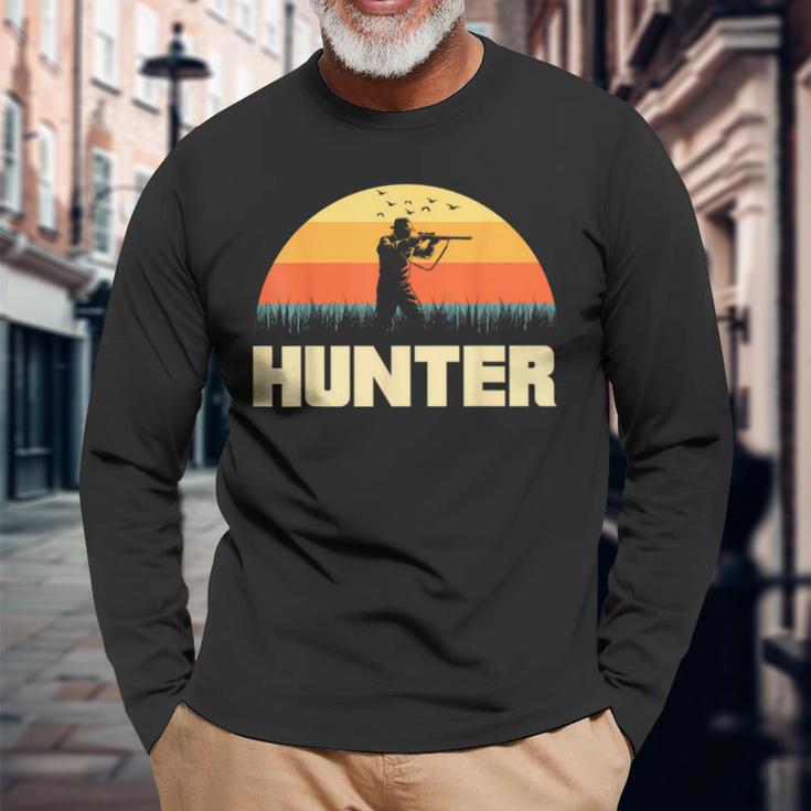 Hunter Silhouette At Sunset Hunter Langarmshirts Geschenke für alte Männer