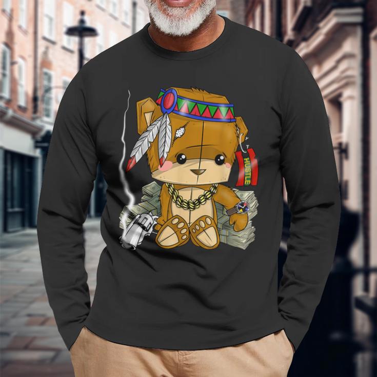 Hustle Clothing For Native American Bear Hustler Spirit Long Sleeve T-Shirt Gifts for Old Men