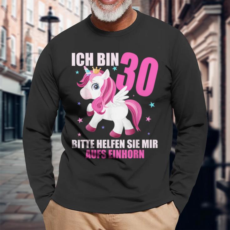 Ich Bin 30 Bitte Hilft Sie Mir Auf Unicorn 30Th Birthday S Langarmshirts Geschenke für alte Männer