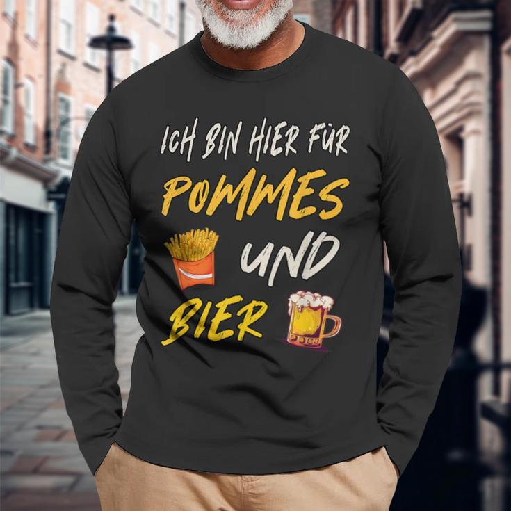 Ich Bin Hier Für Pommes Und Bier Frimes Lover Langarmshirts Geschenke für alte Männer