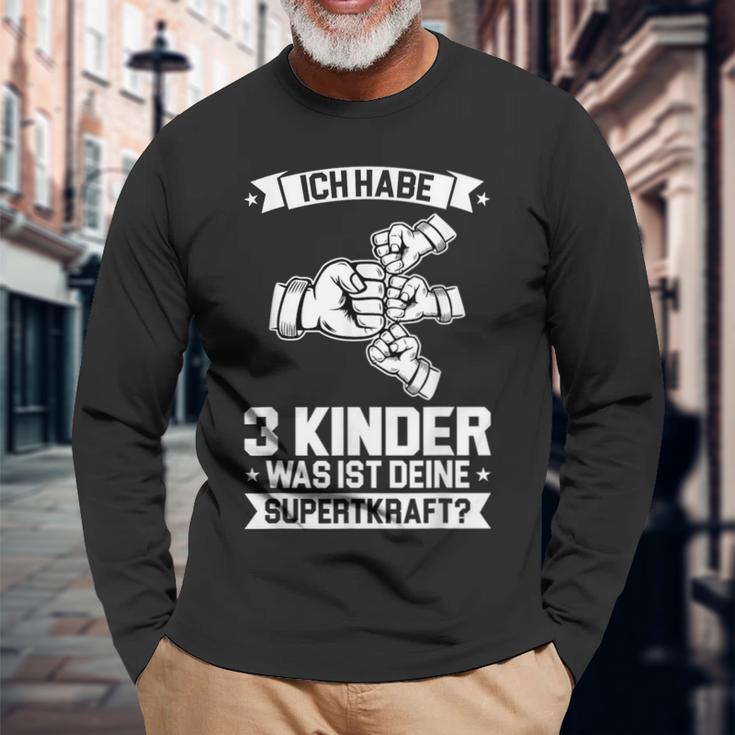 Ich Bin Papaon 3 Kinder Papa 3 Langarmshirts Geschenke für alte Männer