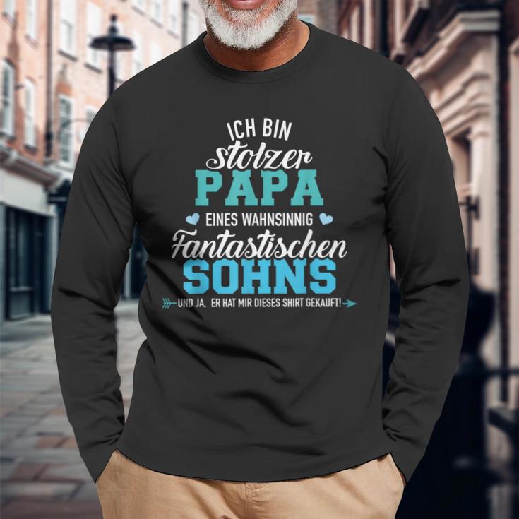 Ich Bin Stolzer Papa Eines Wahnsinnig Fantastischen Son Langarmshirts Geschenke für alte Männer