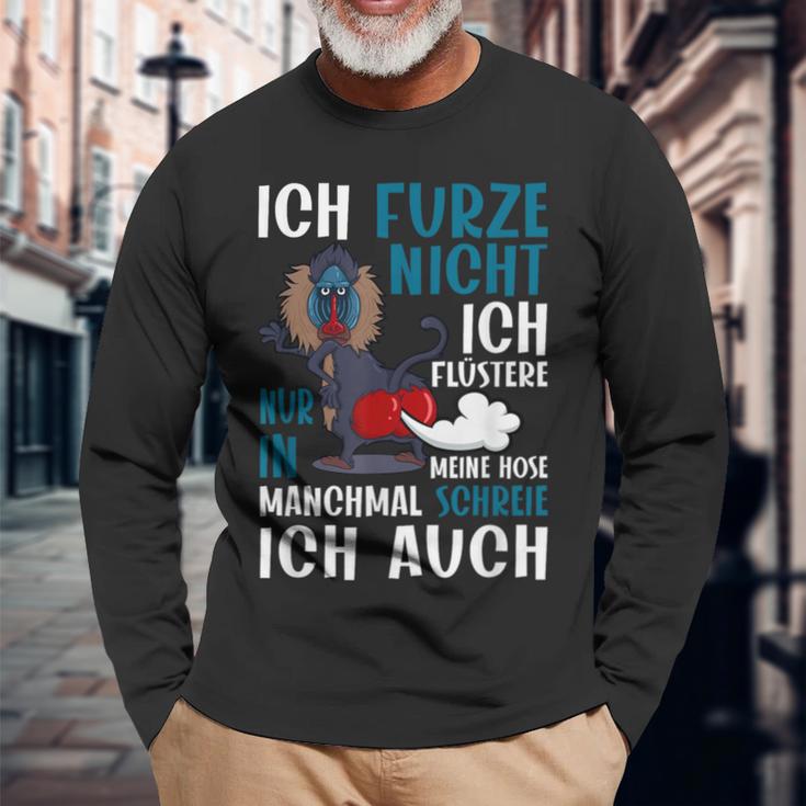 Ich Furze Nicht Ich Whisperere Nur Furz Pupsender Monkey S Langarmshirts Geschenke für alte Männer