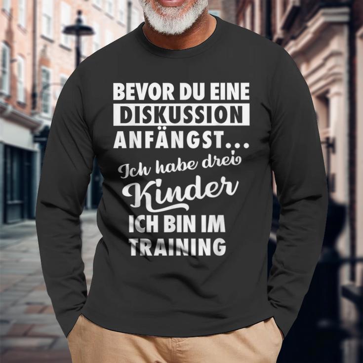 Ich Habe Drei Kinder Father Und Kinder Langarmshirts Geschenke für alte Männer