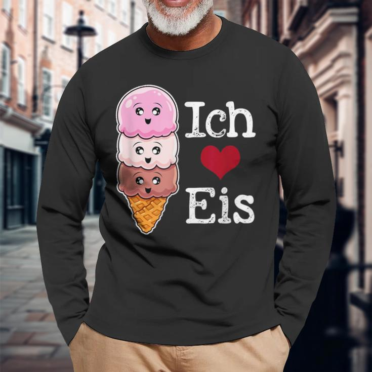 Ich Liebe Eiscreme In Waffle Horn Ice Balls Langarmshirts Geschenke für alte Männer