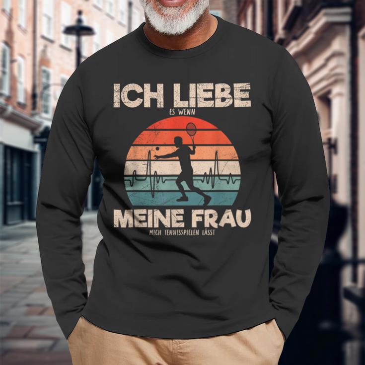 Ich Liebe Es Wenn Meine Frau Mich Tennis Games Lässt Langarmshirts Geschenke für alte Männer