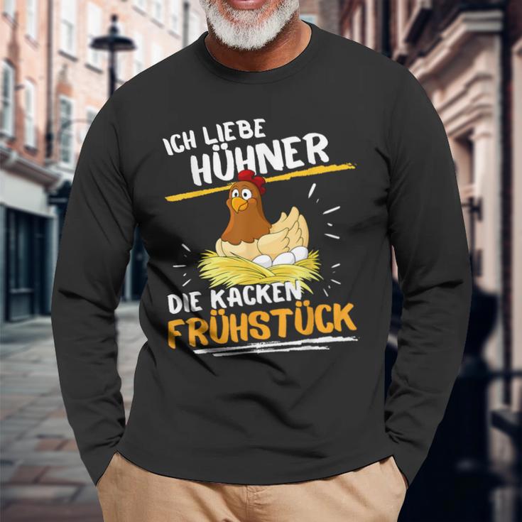 Ich Liebe Hühner Frühstücks-Langarmshirts, Witziges Bauernhof Tee Geschenke für alte Männer