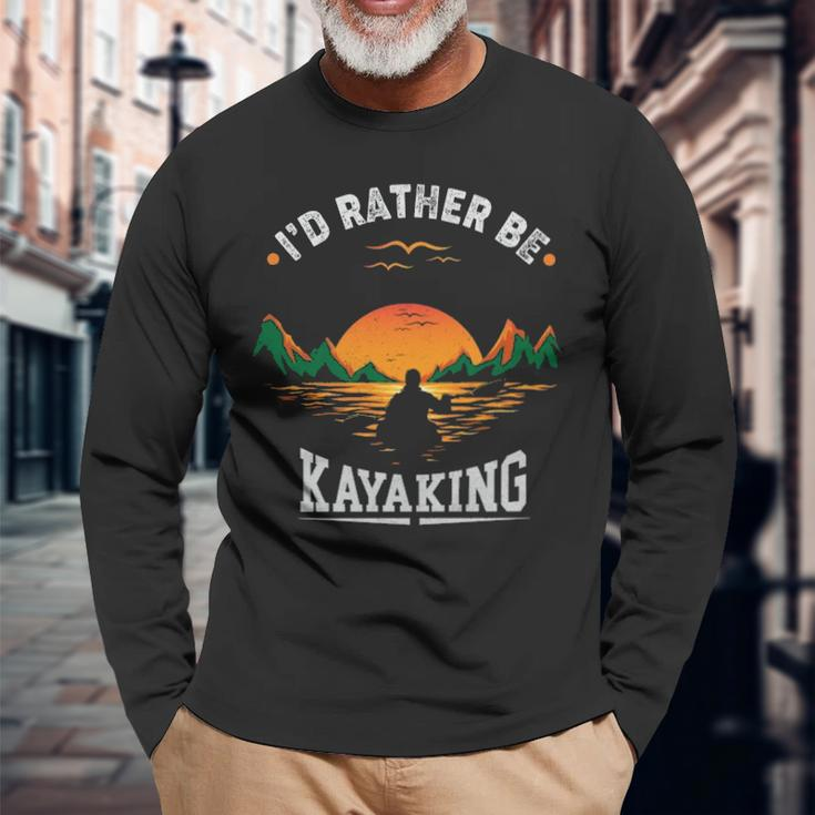 I'd Rather Be At The Lake Kayaking Kanuing At The Lake Long Sleeve T-Shirt Gifts for Old Men