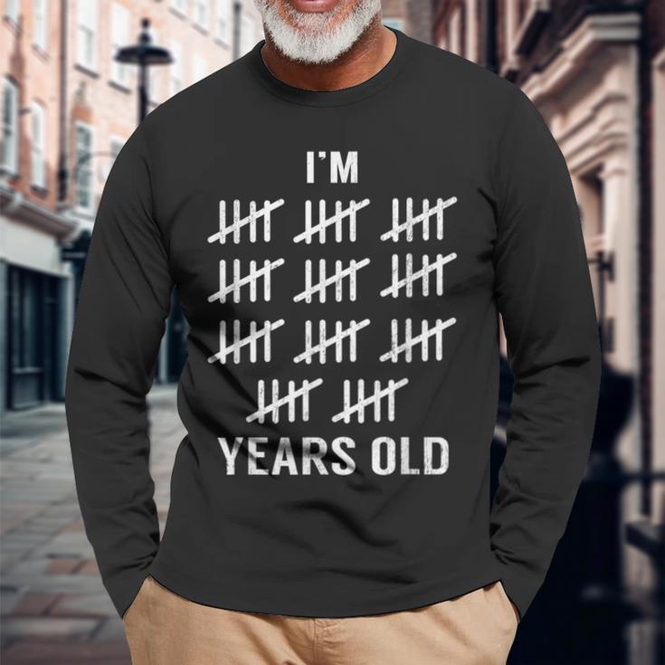 I'm Fify Five Years Old Tally Mark Birthday 55Th Long Sleeve T-Shirt Gifts for Old Men