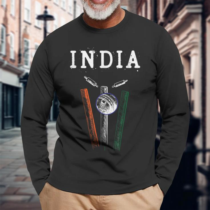 Indian Cricket Player Team Cricket Fans India Cricket Long Sleeve T-Shirt Gifts for Old Men