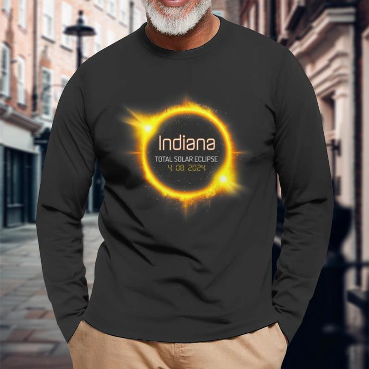 Indiana Total Solar Eclipse America April 040824 Usa Long Sleeve T-Shirt Gifts for Old Men