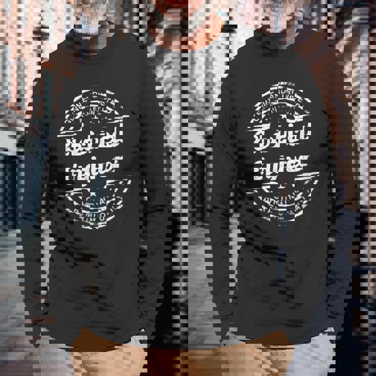 Ingeniero Eléctrico Sellointage Retro Logo Desgastado Camiseta de manga larga Regalos para ancianos