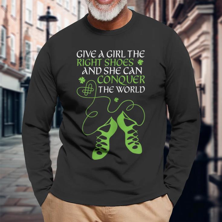 Irish Dancer Ceili Reel Dance Feis Irish Step Dance Shoes Long Sleeve T-Shirt Gifts for Old Men