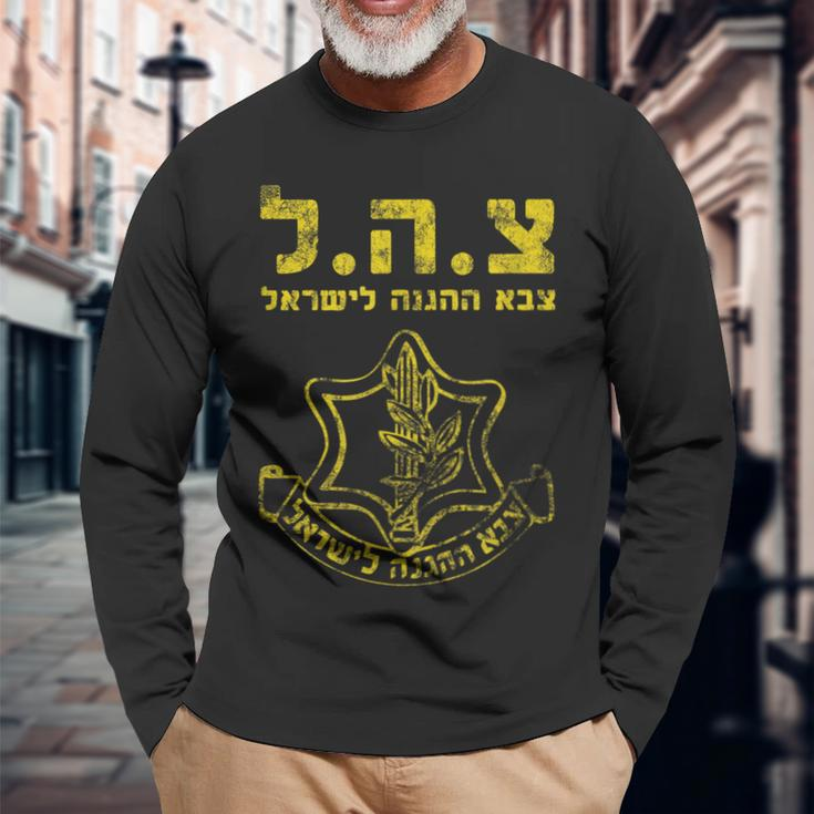 Israel Defense Forces Idf Zahal Israel Langarmshirts Geschenke für alte Männer