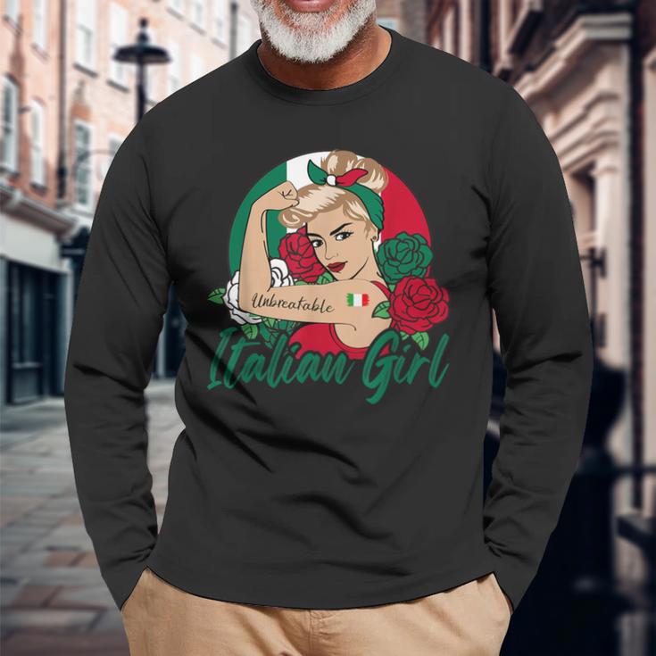 Italienisches Mädchen Retro-Langarmshirts, Stolzes Design im Vintage-Stil Geschenke für alte Männer