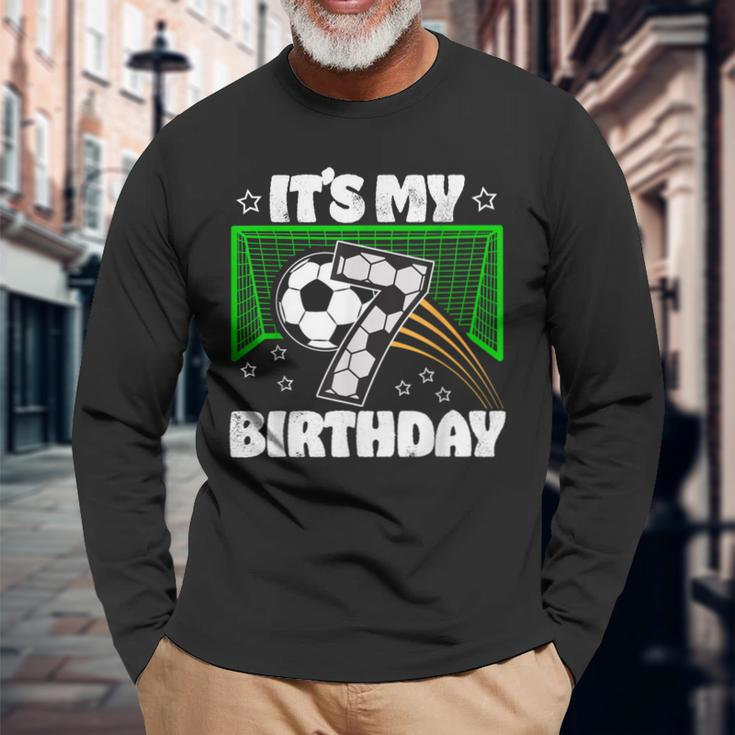 It's My 7Th Birthday Boy Soccer Football 7 Years Old Long Sleeve T-Shirt Gifts for Old Men