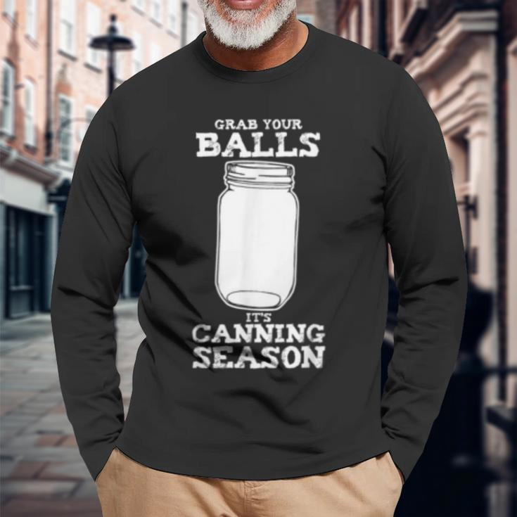 It's Canning Season Vintage Glass Jar Mason Jar Long Sleeve T-Shirt Gifts for Old Men