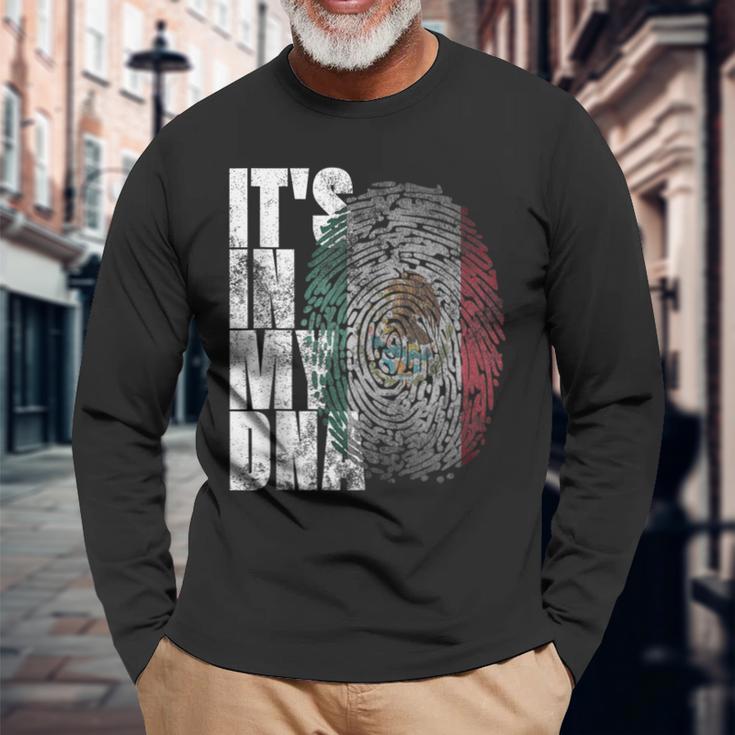 It's In My Dna Mexican Proud Hispanic Mexico Flag Long Sleeve T-Shirt Gifts for Old Men