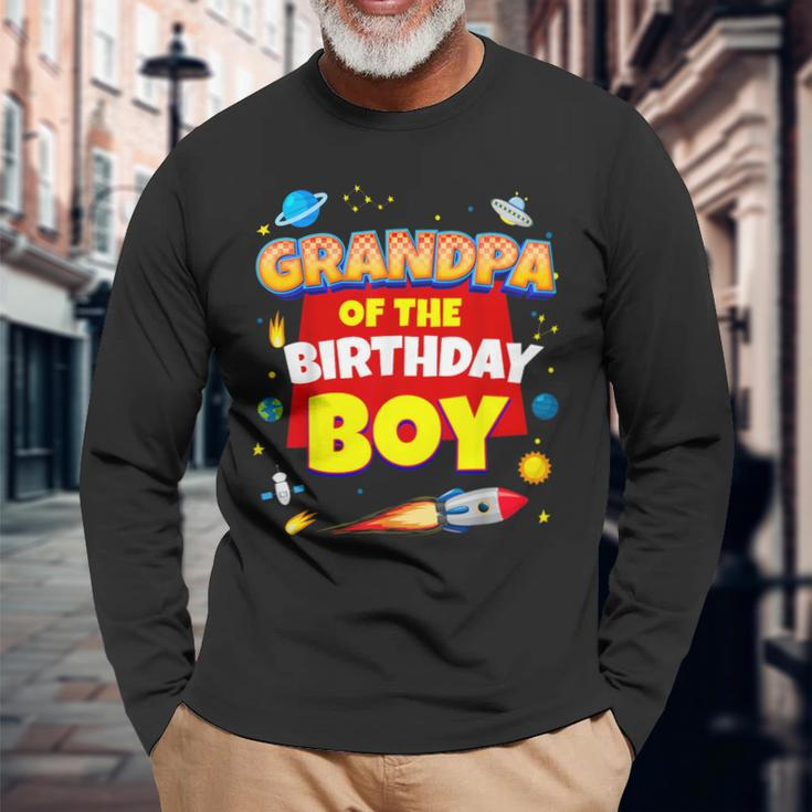 Its My Grandpa Birthday Boy Space Astronaut Family Matching Long Sleeve T-Shirt Gifts for Old Men