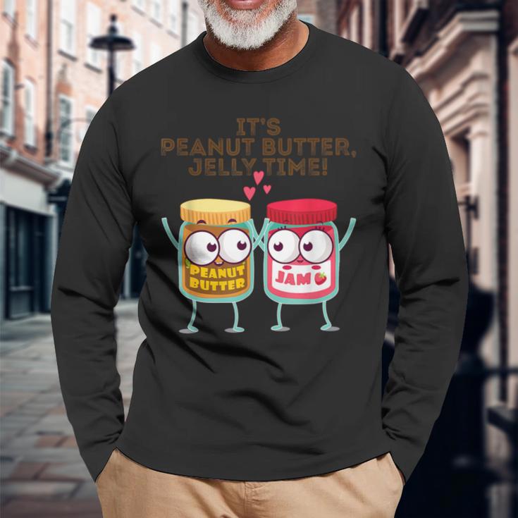 It's Peanut Butter Jelly Time Idea Long Sleeve T-Shirt Gifts for Old Men