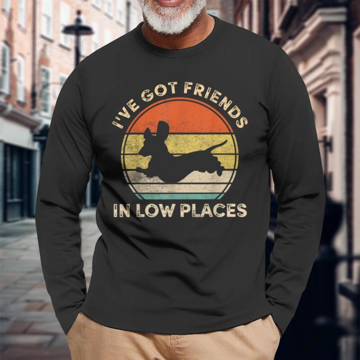 I've Got Friends In Low Places Dachshund Wiener Dog Long Sleeve T-Shirt Gifts for Old Men