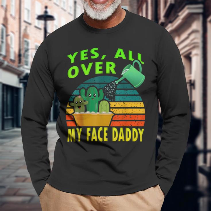 Ja Überall In Meinem Gesicht Papa Lustige Pflanze Papaintage-Stil Langarmshirts Geschenke für alte Männer