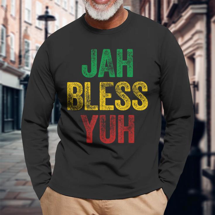 Jah Bless Yuh Patois Jamaican Slang Long Sleeve T-Shirt Gifts for Old Men