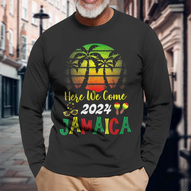 Jamaica 2024 Here We Come Matching Family Vacation Trip Long Sleeve T-Shirt Gifts for Old Men