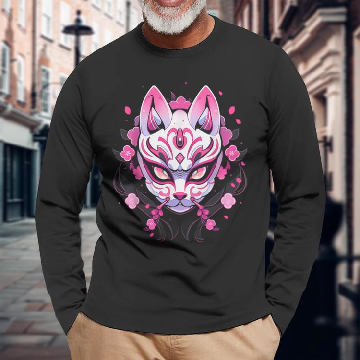 Japanese Sakura Mask Anime Manga Techwear Kawaii Langarmshirts Geschenke für alte Männer