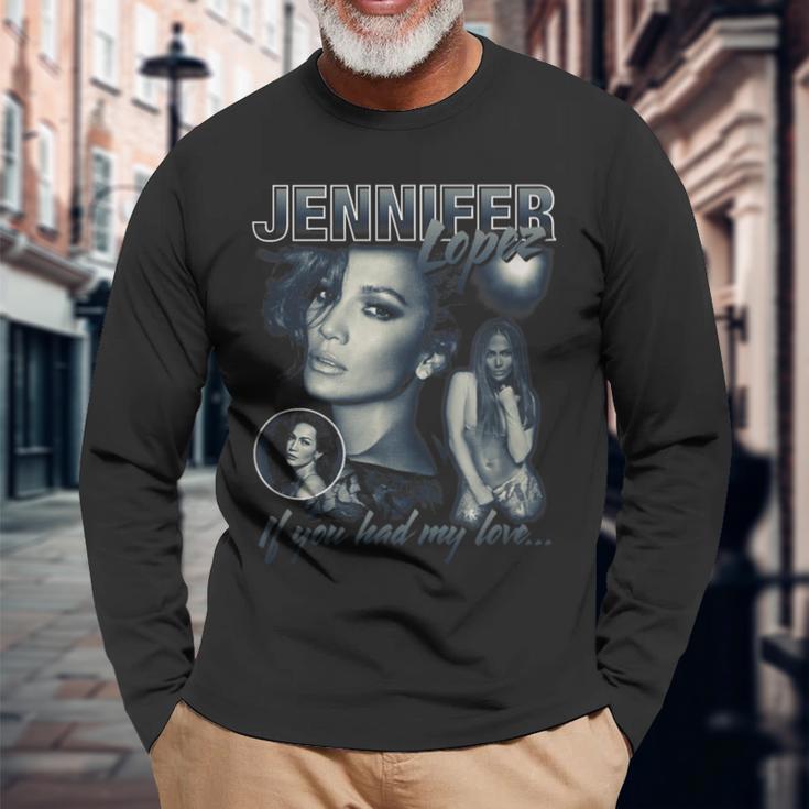 Jennifer Lopez Bootleg Portrait Black Langarmshirts Geschenke für alte Männer