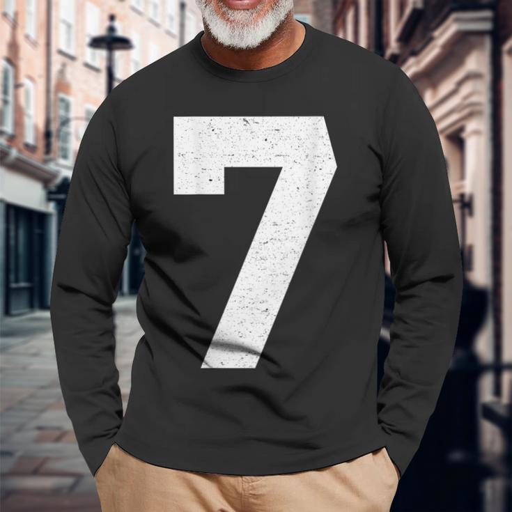 Jersey Number 7 Long Sleeve T-Shirt Gifts for Old Men