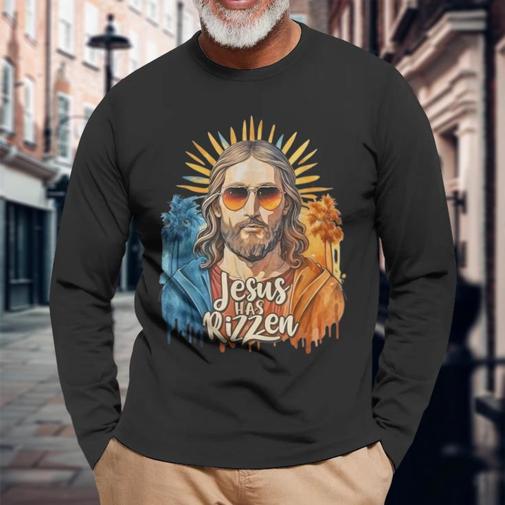 Jesus Has Rizzen Vintage Watercolor For Women Long Sleeve T-Shirt Gifts for Old Men