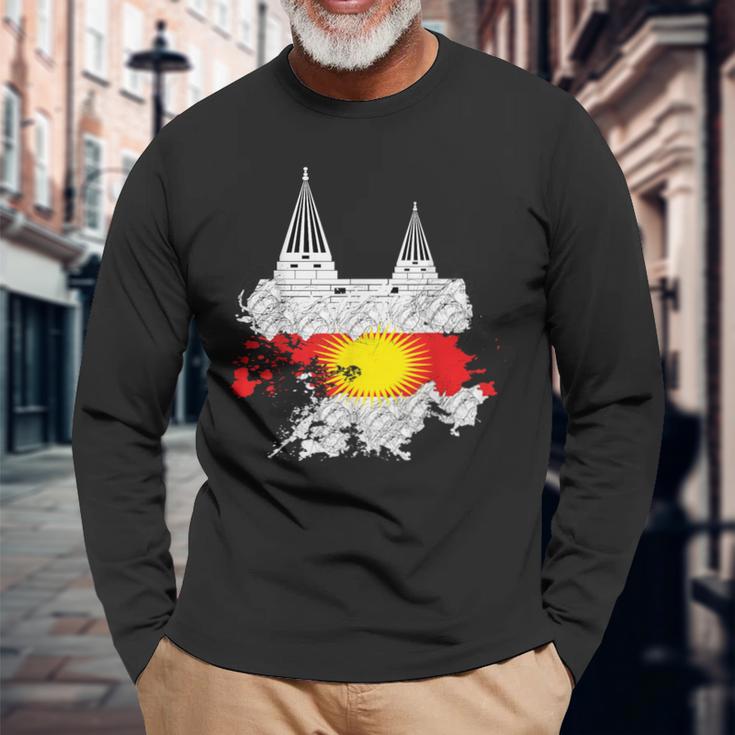 Jezidian Flag Yazidi Jesiden Melek Taus Lalish Ezidxan Langarmshirts Geschenke für alte Männer