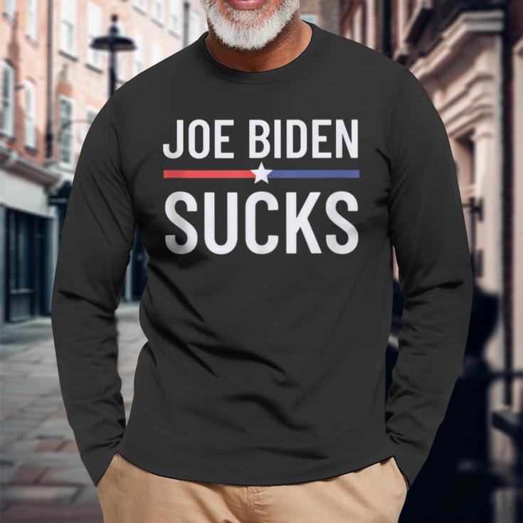 Joe Biden Sucks Anti Joe Biden Pro America Political Long Sleeve T-Shirt Gifts for Old Men