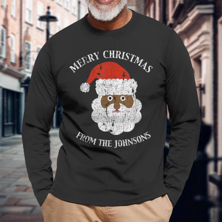 Johnson Family Last Name Surname Santa Merry Christmas Long Sleeve T-Shirt Gifts for Old Men